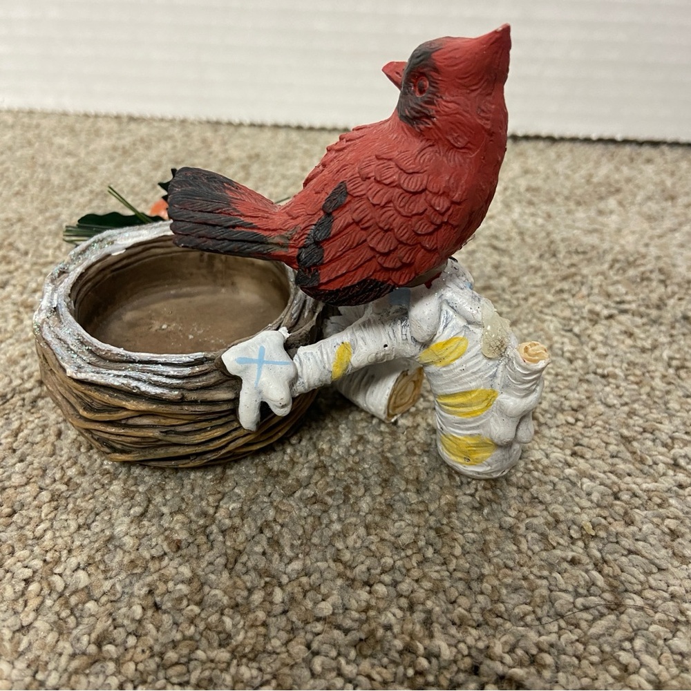 Vintage‎ Red Cardinal Bird Figurine with Nest, Tea Light Holder - Picture 3 of 7